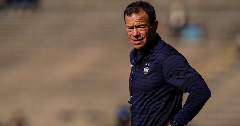 UConn Football head coach Jim Mora versus Air Force 2025