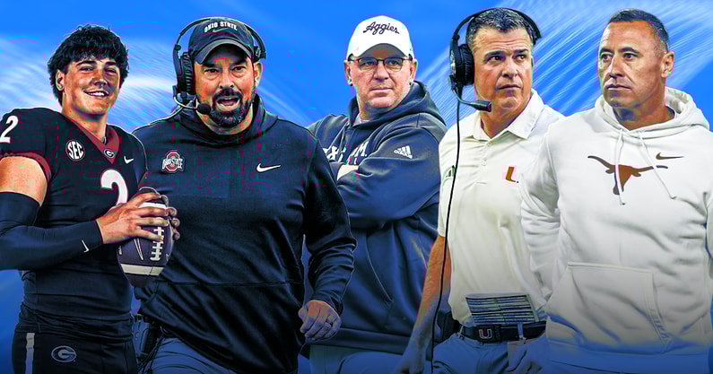 Jared Curtis, Ryan Day, Mike Elko, Mario Cristobal and Steve Sarkisian afi