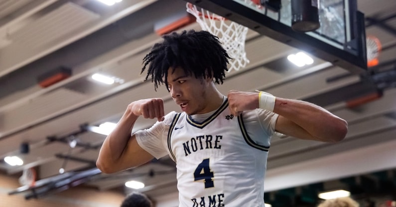 Jan 4, 2025; Gilbert, AZ, USA; Notre Dame High School (CA) forward Tyran Stokes (4) flexes as he celebrates a shot against Sandra Day O'Connor (AZ) during the Hoophall West High School Invitational at Highland High School. Mandatory Credit: Mark J. Rebilas-Imagn ImagesJan 4, 2025; Gilbert, AZ, USA; Notre Dame High School (CA) forward Tyran Stokes (4) flexes as he celebrates a shot against Sandra Day O'Connor (AZ) during the Hoophall West High School Invitational at Highland High School. Mandatory Credit: Mark J. Rebilas-Imagn Images