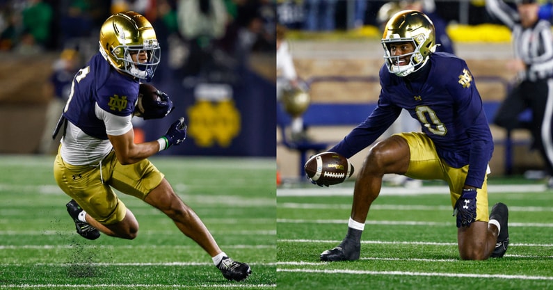 Notre Dame WRs Jordan Faison and Malachi Fields