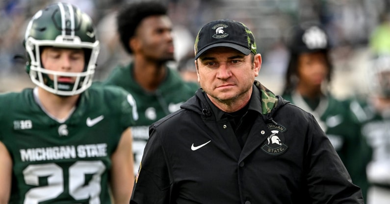 Michigan State's head coach Jonathan Smith walks to the tunnel before the football game against Penn State during the first quarter on Saturday, Nov. 15, 2025, at Spartan Stadium in East Lansing. - Nick King, USA TODAY Sports