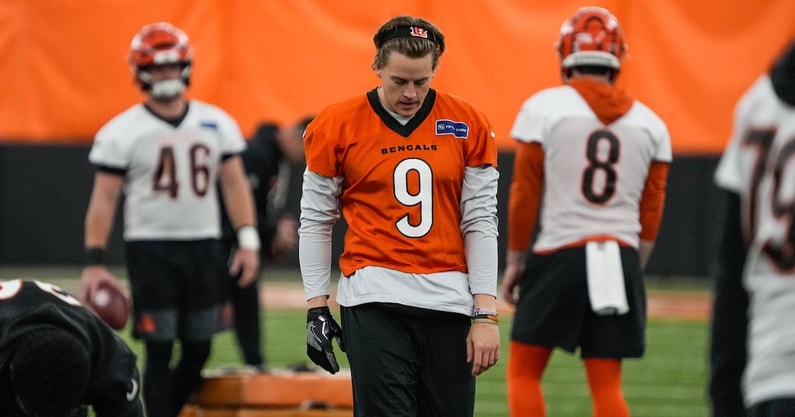 Bengals Joe Burrow (9) returns to practice on Monday November 10, 2025.