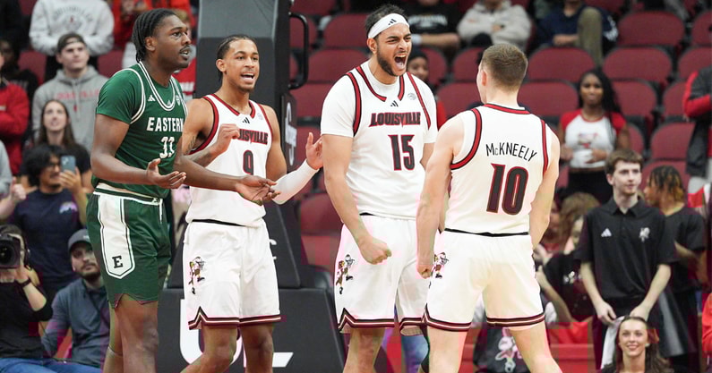 Louisville beats Eastern Michigan behind Khalifa, McKneely, bench effort