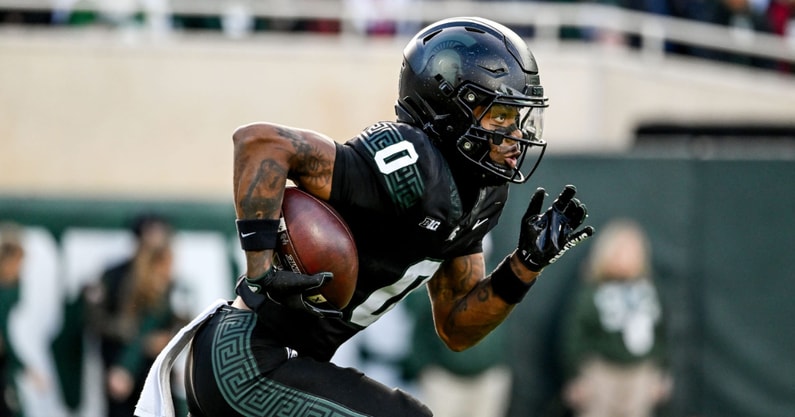 Michigan State's Alante Brown returns a kick against Indiana during the second quarter on Saturday, Nov. 2, 2024, at Spartan Stadium in East Lansing. - Nick King, USA TODAY Sports