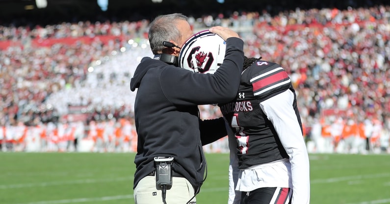 South Carolina's Shane Beamer and Vandrevius Jacobs (Photo: CJ Driggers | GamecockCentral.com)