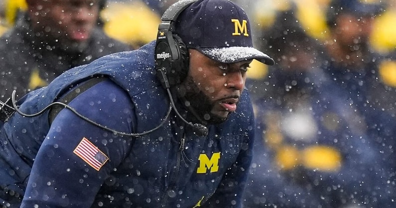 Michigan head coach Sherrone Moore watches a play against Ohio State during the second half at Michigan Stadium in Ann Arbor on Saturday, Nov. 29, 2025. (Junfu Han/Detroit Free Press via Imagn Syndication)