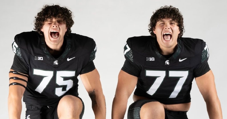 Michigan State offensive linemen Charlton and Mercer Luniewski (photo courtesy of Charlton Luniewski via Twitter).