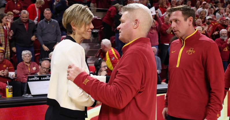 The Hawkeyes suffered their first loss of the season on Wednesday in Ames. (Photo by Reese Strickland-Imagn Images)