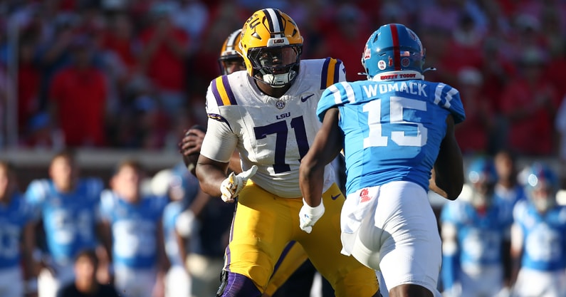 LSU offensive tackle Tyree Adams is expected to visit Kentucky, via Petre Thomas-Imagn Images