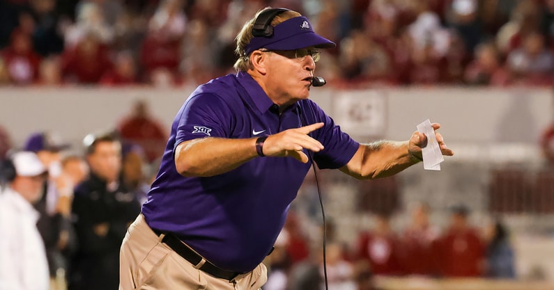 TCU Horned Frogs head coach Gary Patterson during the game against the Oklahoma Sooners at Gaylord Family-Oklahoma Memorial Stadium