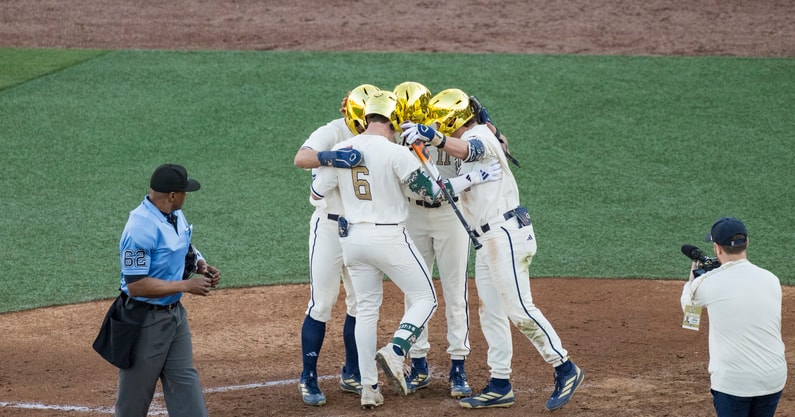 Georgia Tech players at home plate vs. Bowling Green