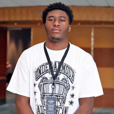 Five-star Zion Elee - a South Carolina football target - pictured at his high school (Photo: On3)