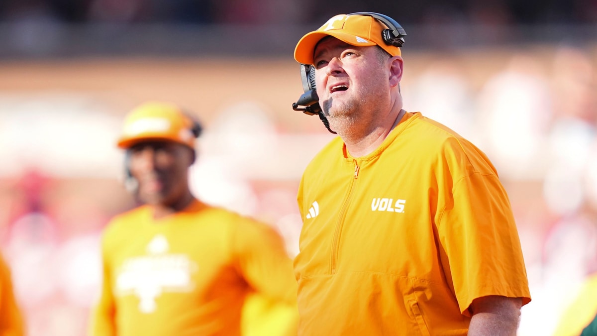 Tennessee football coach Josh Heupel during the college football game against Arkansas at Donald W. Reynolds Razorback Stadium in Fayetteville, Ark., on Oct. 10, 2026.