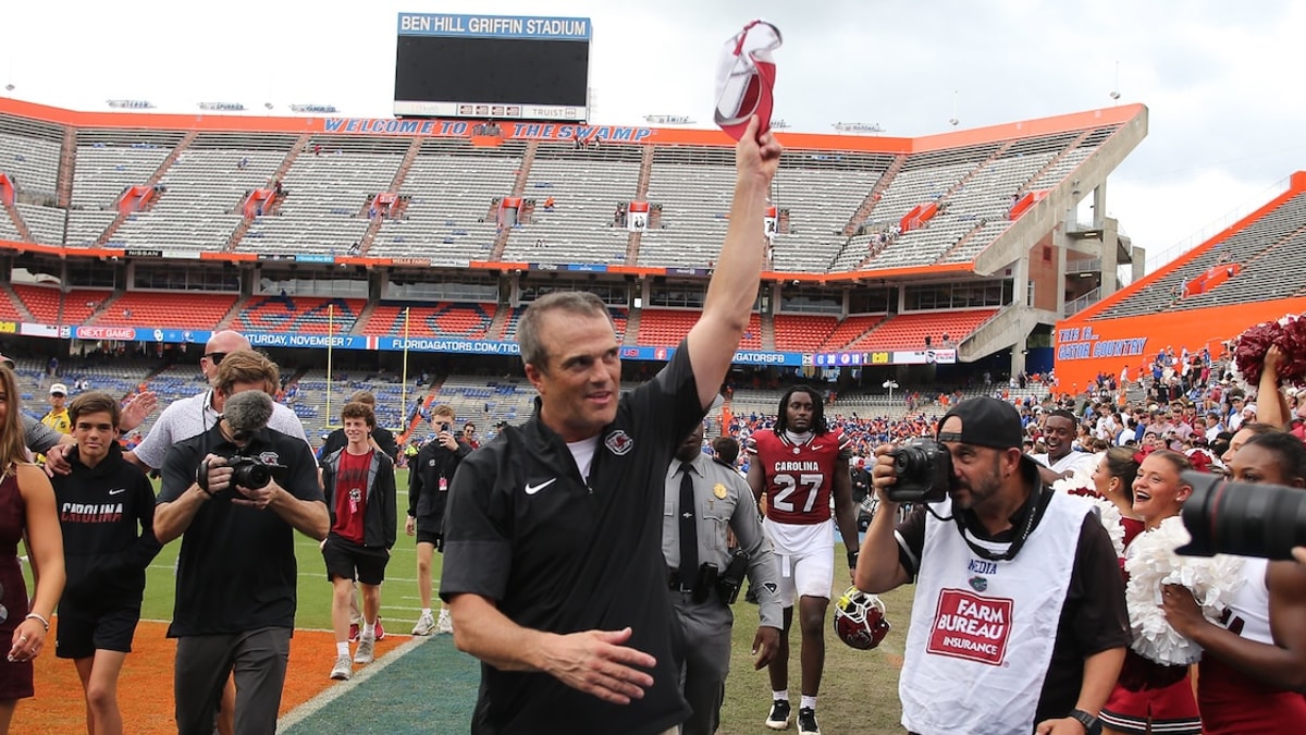 South Carolina head coach Shane Beamer after the win in Gainesville (Photo: CJ Driggers | GamecockCentral.com)