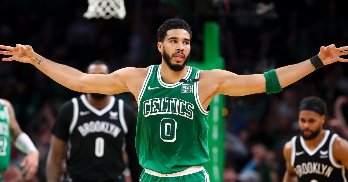 WATCH: Jayson Tatum and Mac Jones share moment on court after Celtics win -  On3