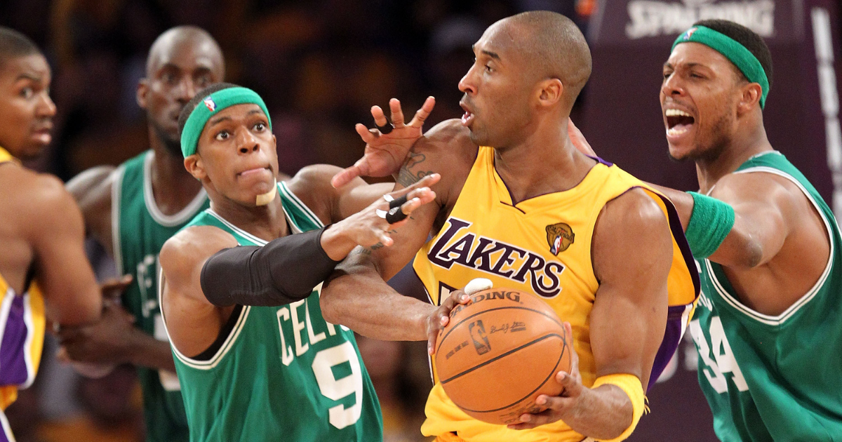 Rajon Rondo and Kobe Bryant going at it as equals
