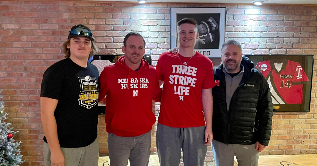 Mason Goldman with Matt Rhule during in-home visit