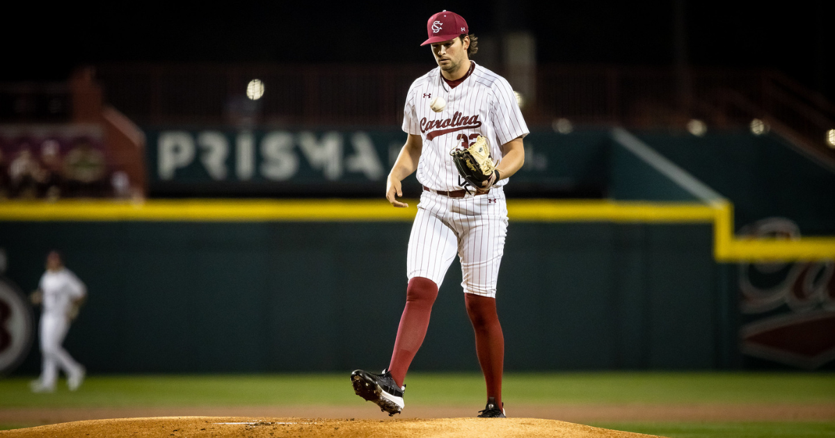 South Carolina ace Will Sanders takes the ball before a start against Bethune-Cookman