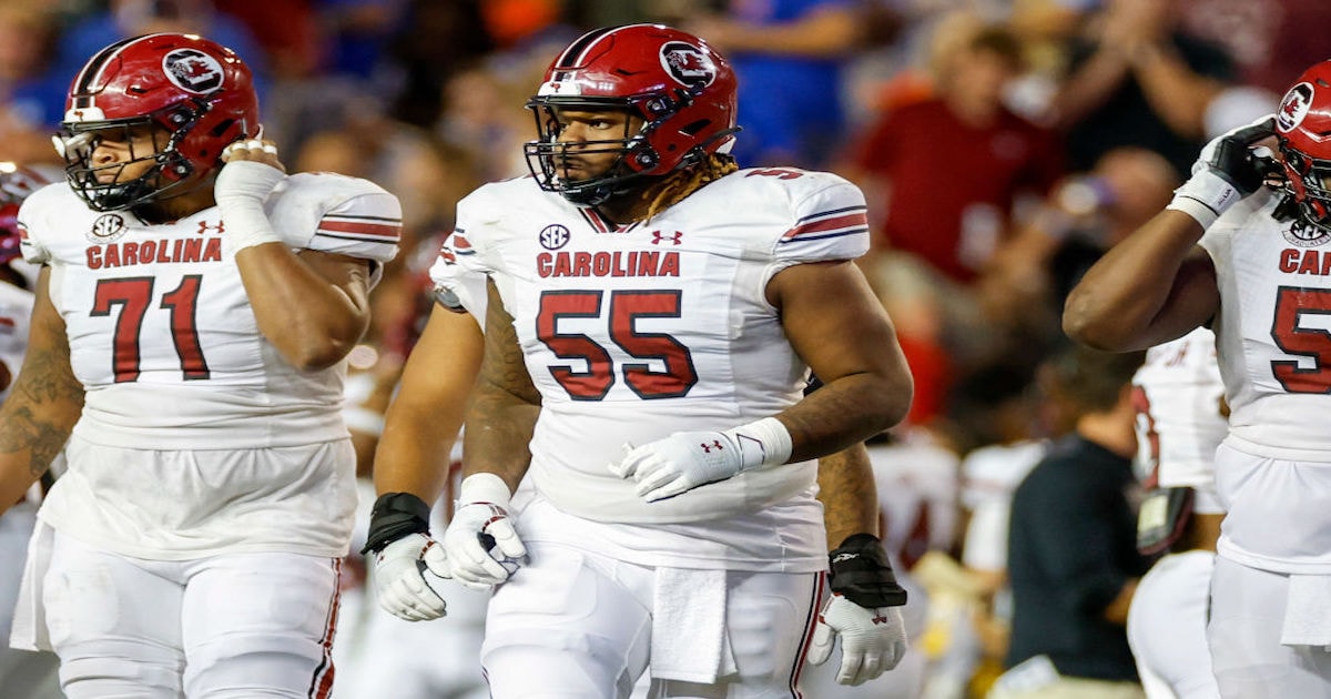 South Carolina offensive lineman Jakai Moore against Florida in 2022