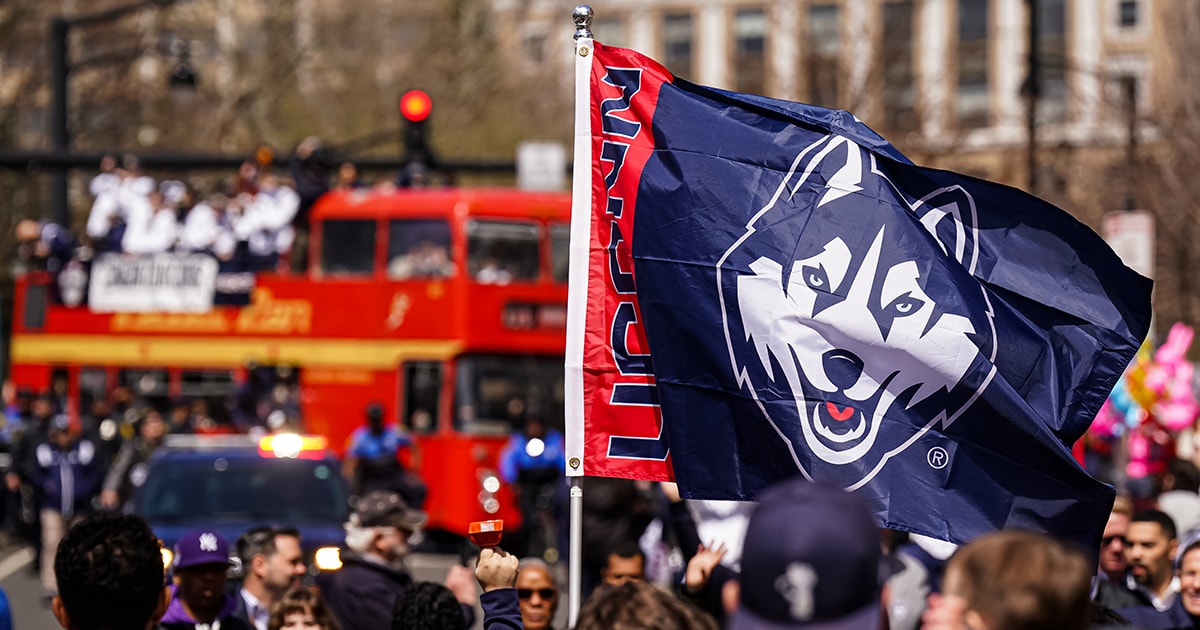 UConn Huskies Logo on a Flag