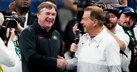 Kirby Smart reacts to Nick Saban calling Georgia college football's most complete team: 'It's a setup'