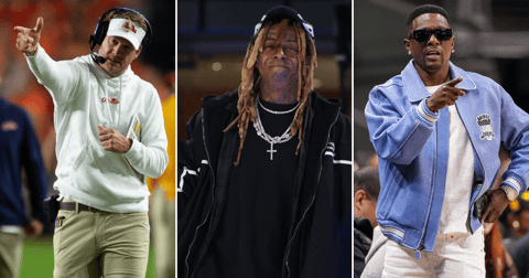 Lane Kiffin walks with Lil Wayne and Boosie for LSU's Tiger Walk