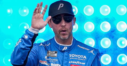 Denny Hamlin adds Austin Hill twist to Kyle Larson Talladega double-yellow line controversy