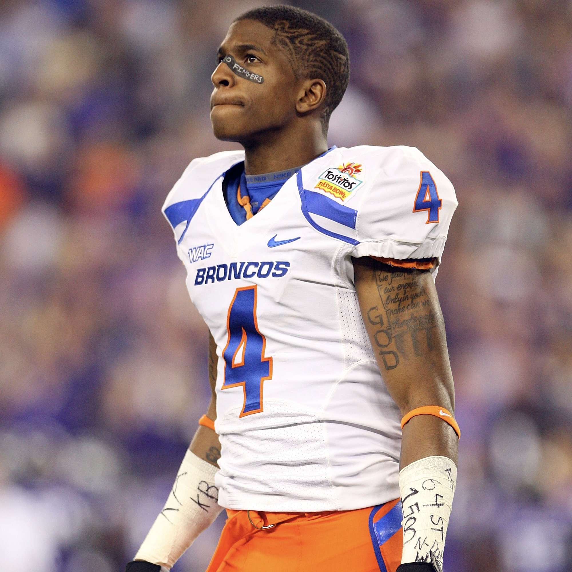 Boise State wide receiver Titus Young #4 on his way to the end