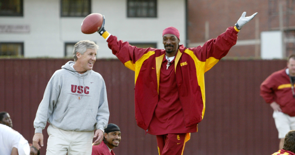 Snoop Dogg at USC practice during the Carroll Era