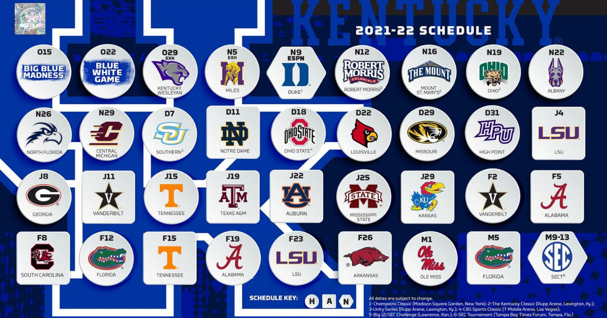 Kentucky basketball releases complete 202122 schedule On3