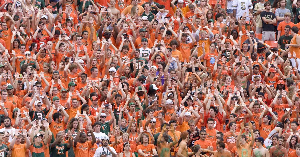 Watch fans catch a falling feline at Miami football game with an