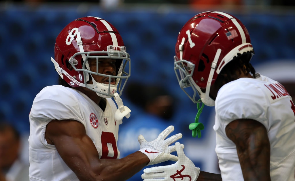 Jameson Williams tied an Alabama mark for second-longest TD catch