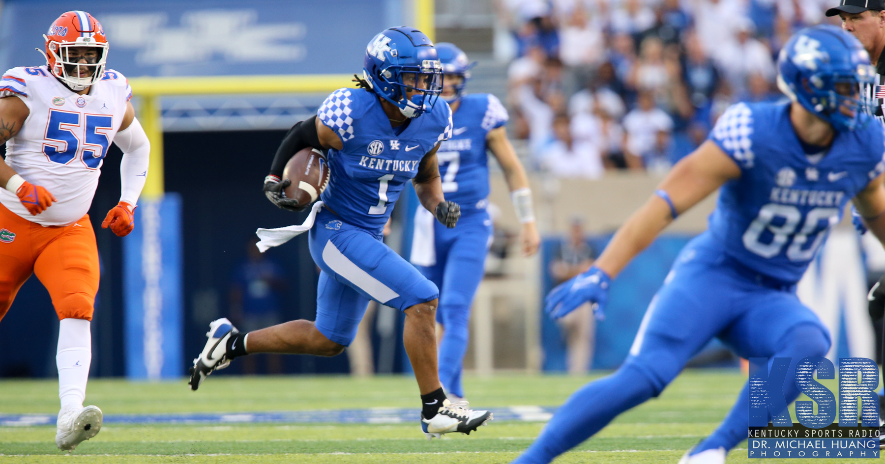 Wide receiver Wan'Dale Robinson runs an official 4.44-second 40-yard dash  at the 2022 NFL Scouting Combine