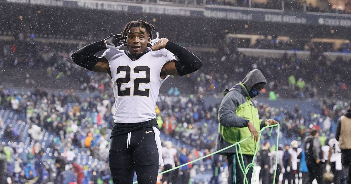 Alvin Kamara of the New Orleans Saints celebrates with Mark Ingram II  News Photo - Getty Images