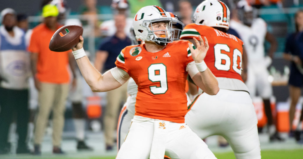Miami-Hurricanes-offense-strikes-quickly-two-touchdown-passes-Tyler-Van-Dyke-Will-Mallory