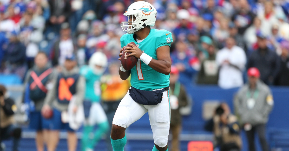 Miami Dolphins quarterback Jacoby Brissett (14) throws during NFL