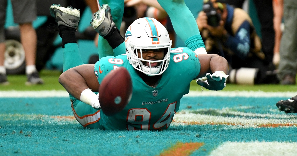 Miami Dolphins defensive end Christian Wilkins (94) celebrates a