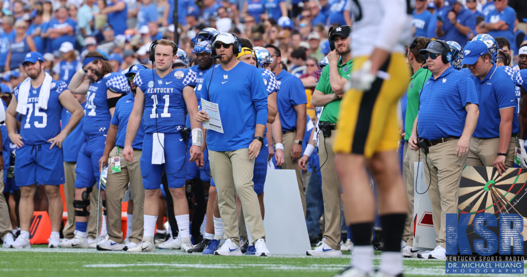 Liam Coen on the Kentucky football sideline