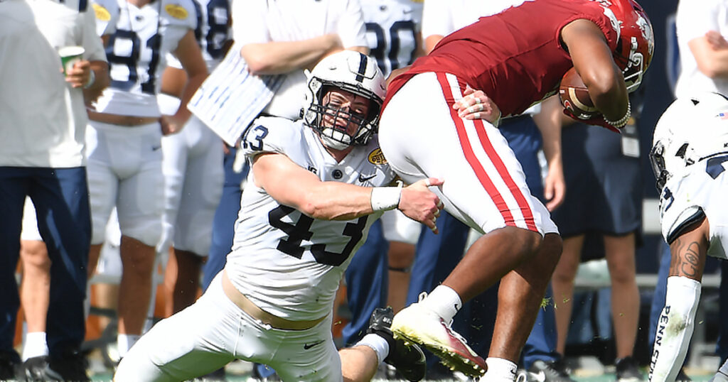 Linebacker Tyler Elsdon makes a tackle