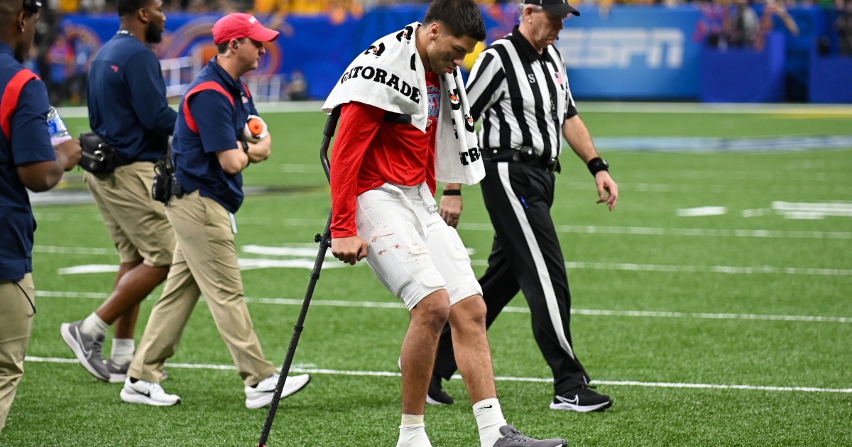 Ole Miss QB Matt Corral leaves Sugar Bowl with apparent leg injury - The  Athletic