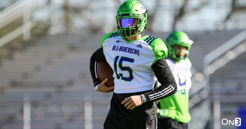 Drew Allar looks on during All-American Bowl practice