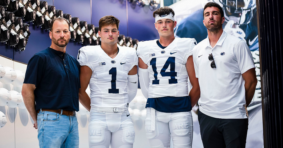 Drew Allar and Beau Pribula on their visit to Penn State with their Father's pictured.