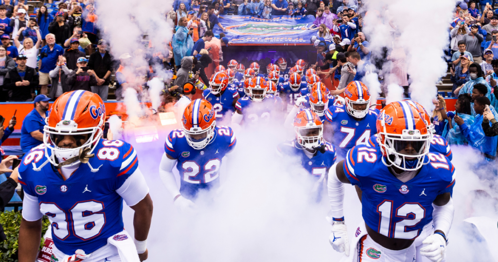 The Florida Gators take the field to play Samford