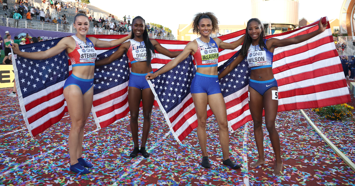 Sydney McLaughlin, Abby Steiner win gold for Team USA in 4x400m