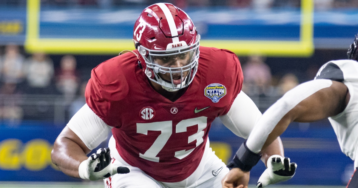 New York Giants lineman Evan Neal during an NFL preseason football