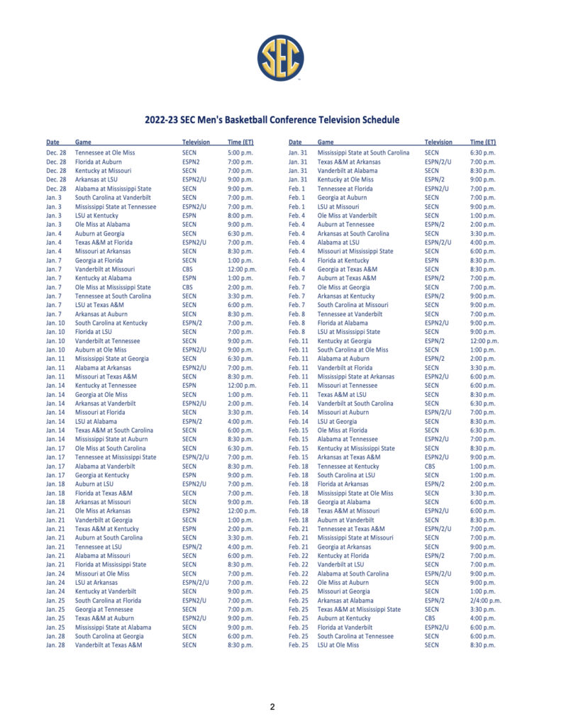 Kentucky's 202223 SEC MBB TV Schedule is out now! On3