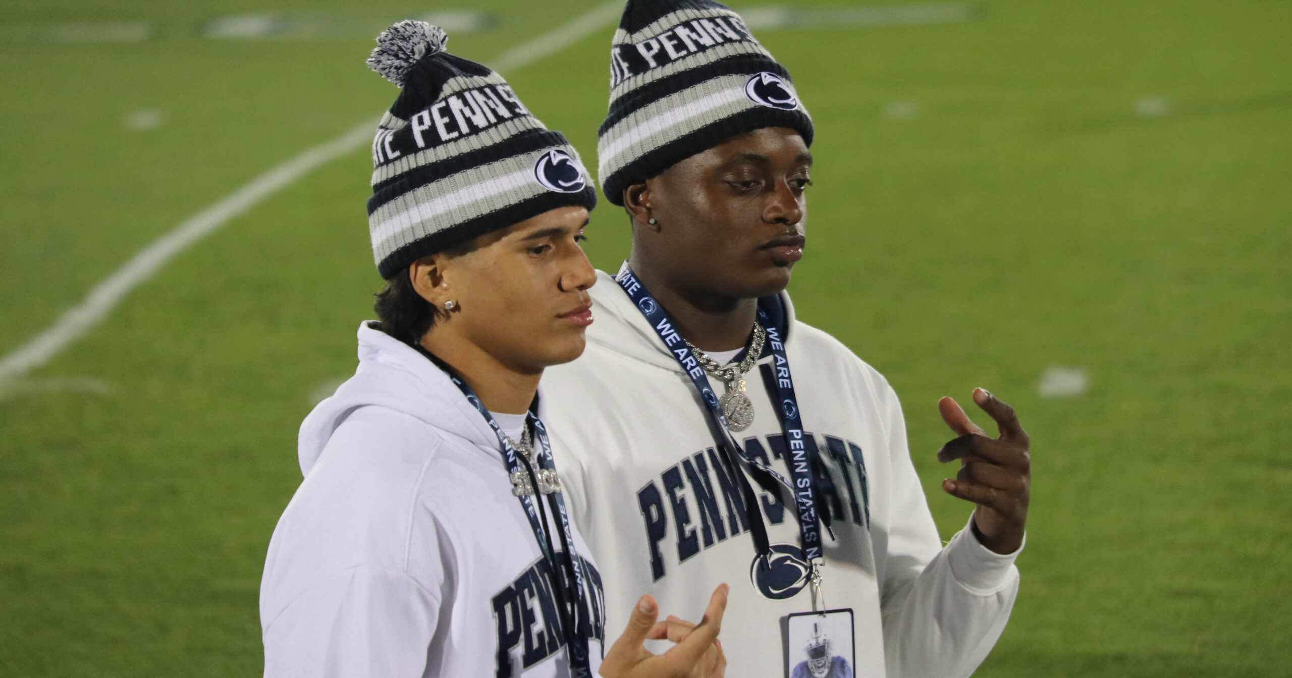 Penn State linebackers Ta'Mere Robinson and Tony Rojas