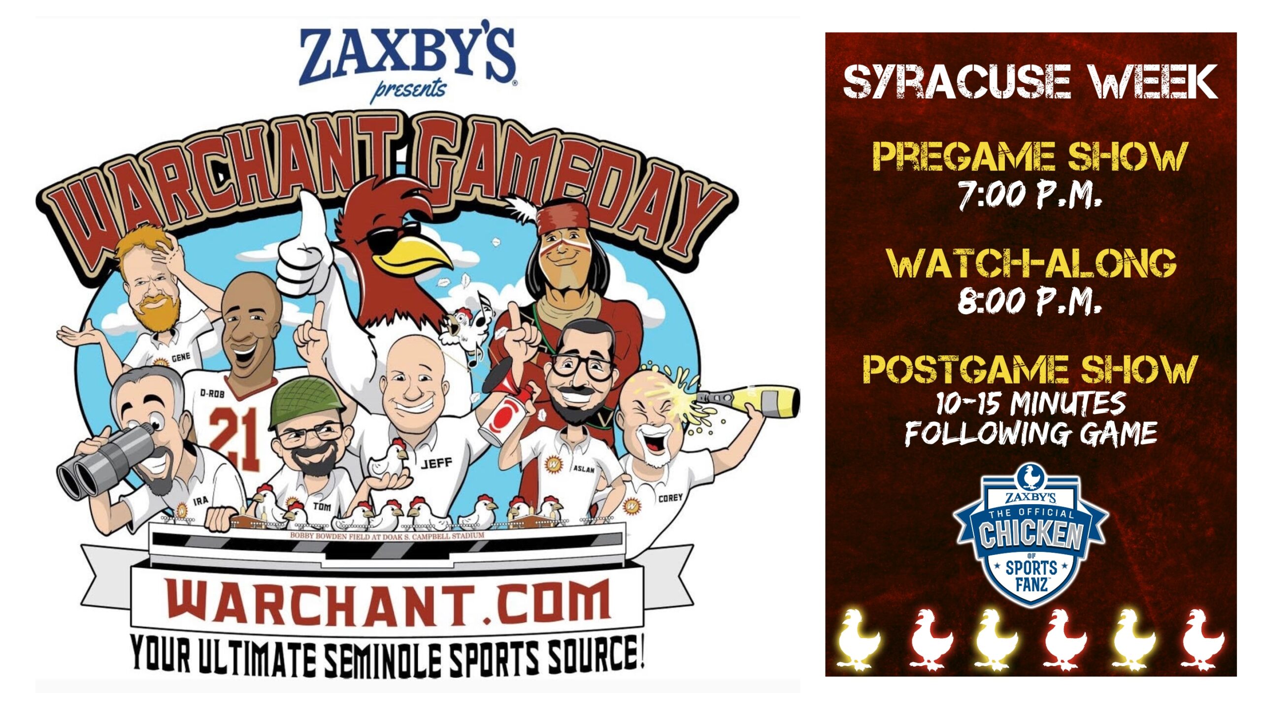 Zaxby's Warchant TV GameDay Live Watchalong, postgame shows for FSU