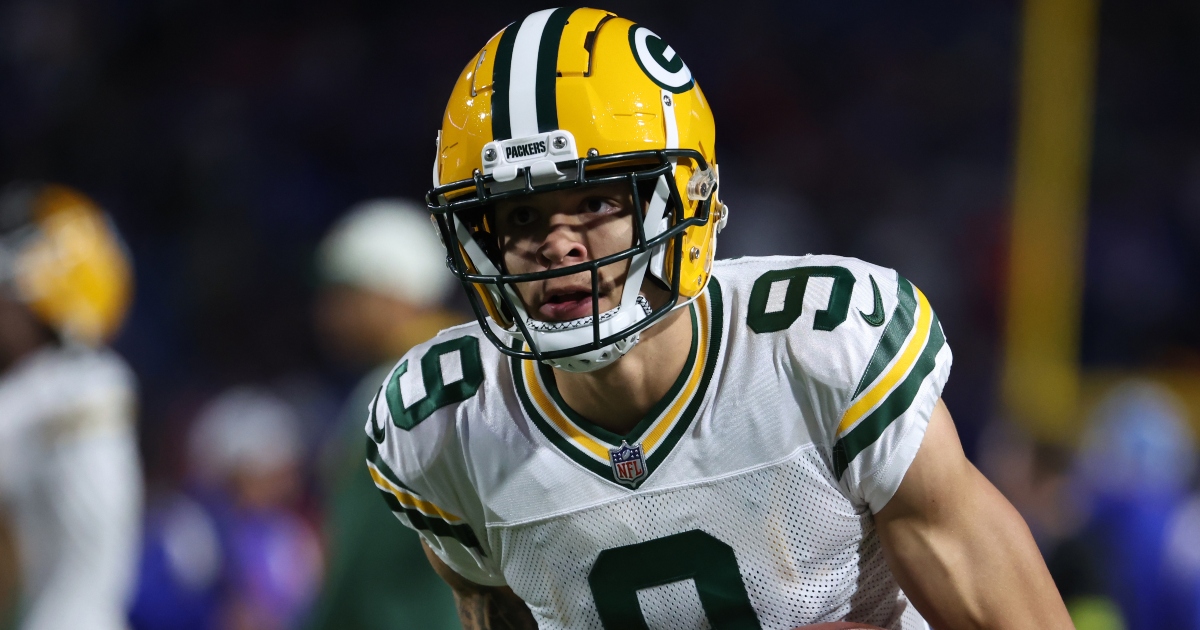 Christian Watson of the Green Bay Packers celebrates with fans after  News Photo - Getty Images