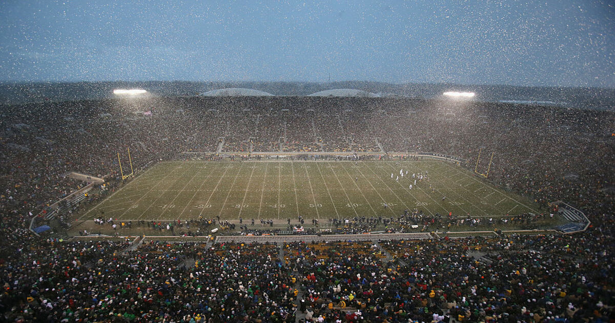 Boston College vs. Notre Dame weather report Snow game statistics